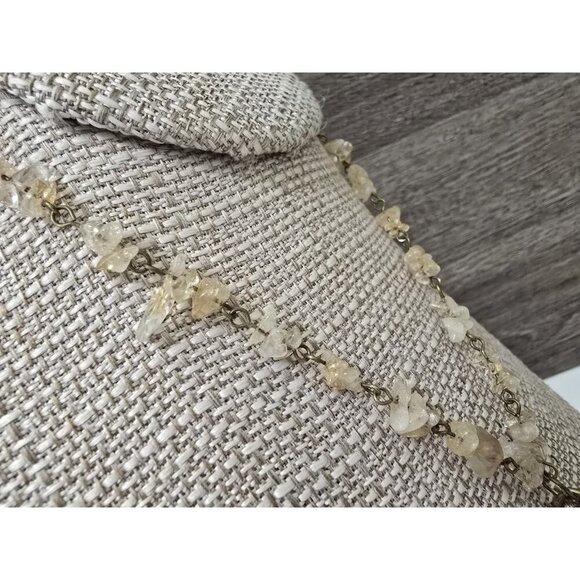 Vintage 70s Natural Stone Agate Geode Pendant Necklace Brown/Ivory Slice - Picture 3 of 7